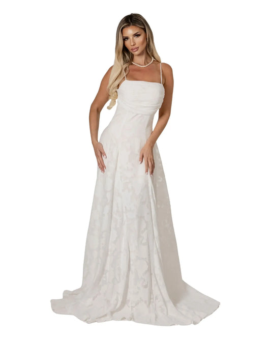 Floral Lace Maxi Dress - White